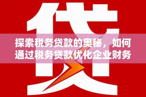 田寮探索税务贷款的奥秘，如何通过税务贷款优化企业财务